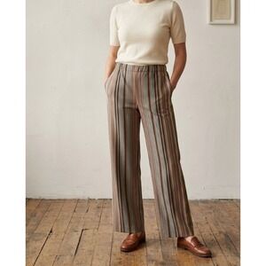 Stine Goya Elasticated Long Pants Brown Multi Stripe Structure Stretch Size M